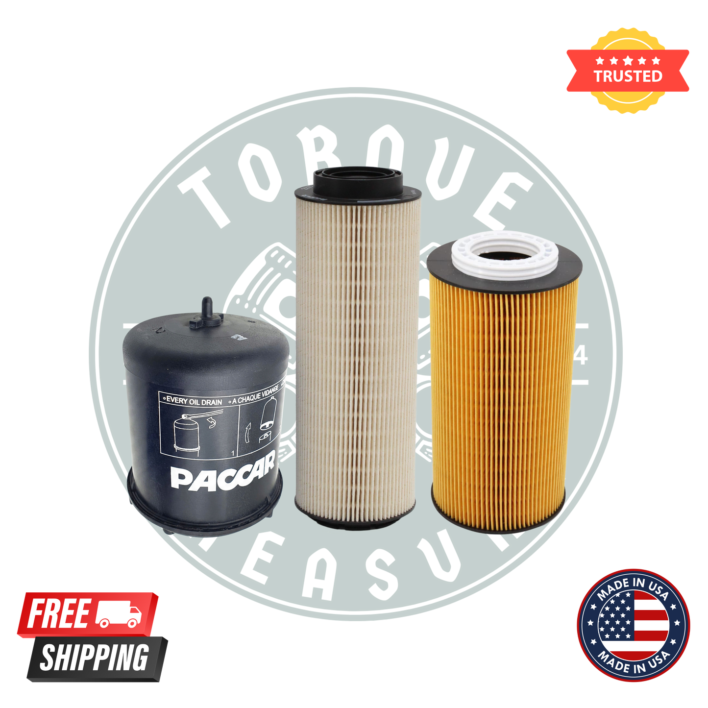 Paccar Fuel Oil & Water Separator Filters Bundle 2277129 1922496 2234788