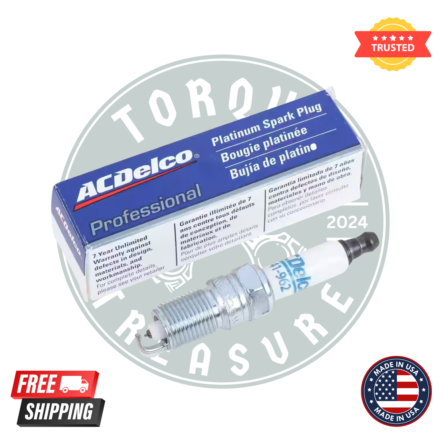 ACDelco 41-962 Professional Platinum plugs Spark Plugs – Pack of 8 for GM V8 Engines