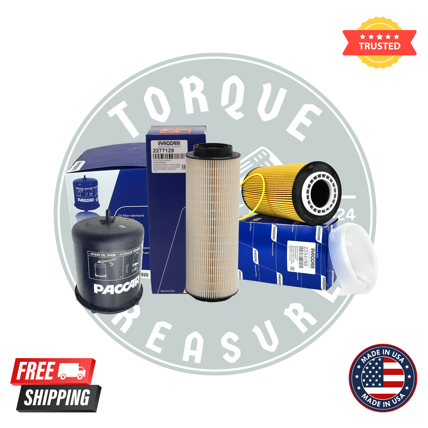 Paccar Fuel Oil & Water Separator Filters Bundle 2277129 1922496 2234788